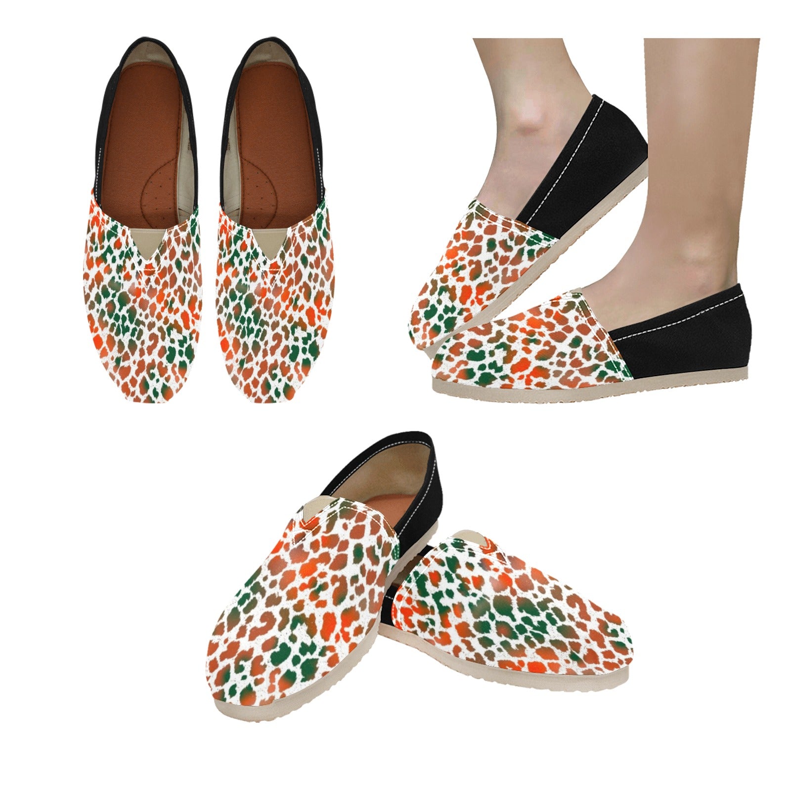 Camo Leopard Women's Canvas Slip On Shoes