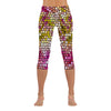 Pink Dahlia Stained Glass Capri Leggings up to 5 XL