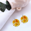 Fresh Yellow Frangipanis Round Wooden Earrings (FWS)