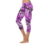 Black & Pink Leaves Capri Leggings up to 5 XL