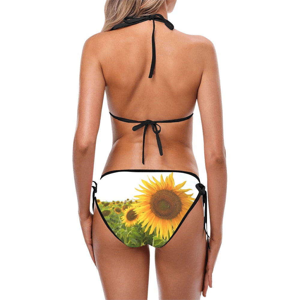 Sunflowers Black String Bikini up to 5 XL (FWS)