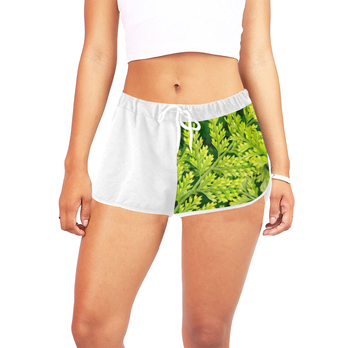 Green Fern Drawstring Shorts up to 2 XL