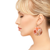 Pinky Roses Round Wooden Earrings (FWS)