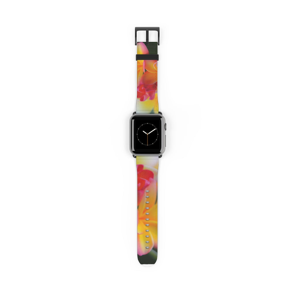 Last of the Summer Frangipanis Apple iWatch Replacement Strap Vegan Leather (FWS)