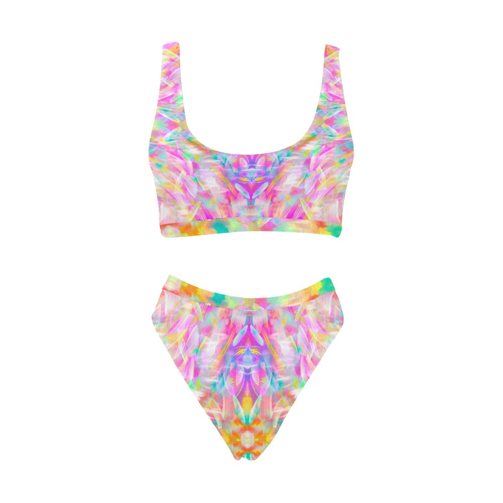 Colourful Whispers Sport Top & High-Waisted Bikini up to 5 XL (FWS)