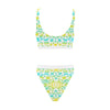 Yellow Aqua Spots Sport Top & High-Waisted Bikini up to 5 XL (FWS)