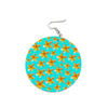 Yellow Frangipanis Aqua Round Wooden Earrings (FWS)