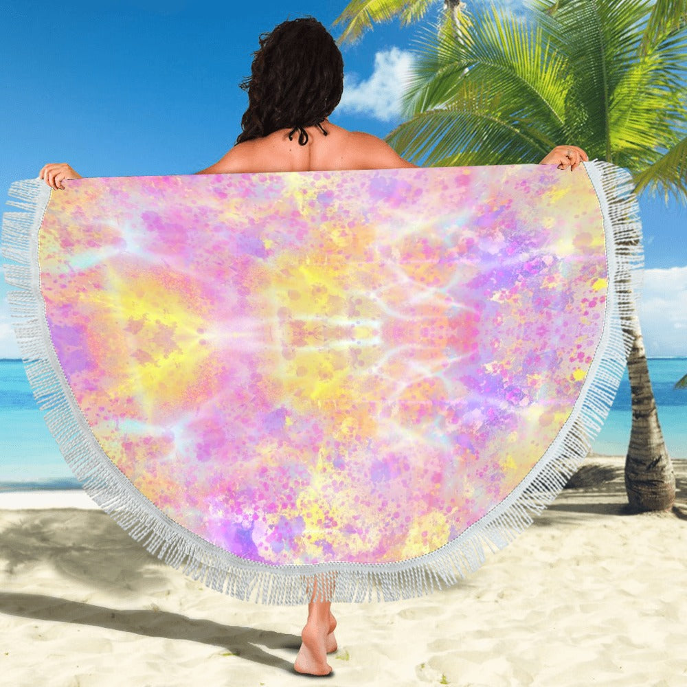 Pretty Pastels Circular Beach Shawl / Blanket (FWS)