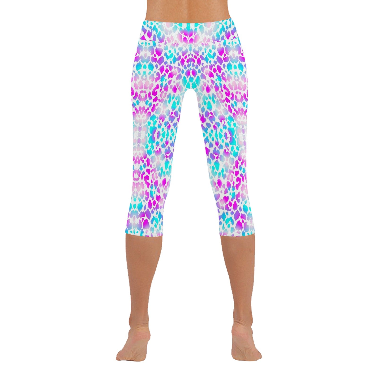 Pink Purple Aqua Spots Capri Leggings up to 5 XL