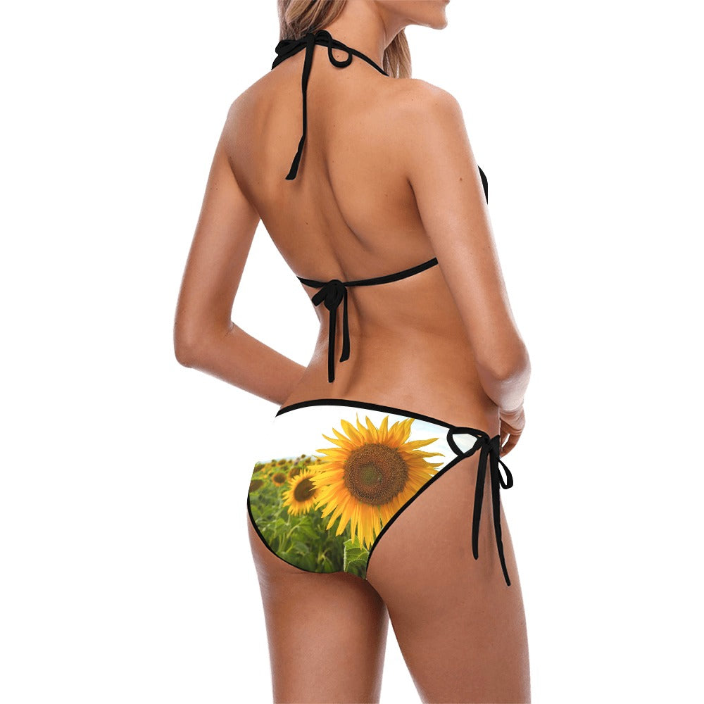 Sunflowers Black String Bikini up to 5 XL (FWS)