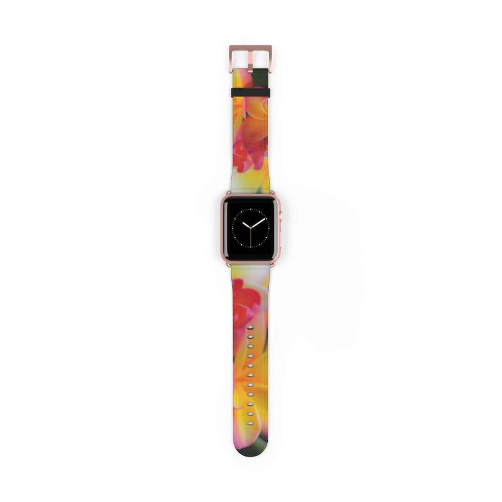 Last of the Summer Frangipanis Apple iWatch Replacement Strap Vegan Leather (FWS)