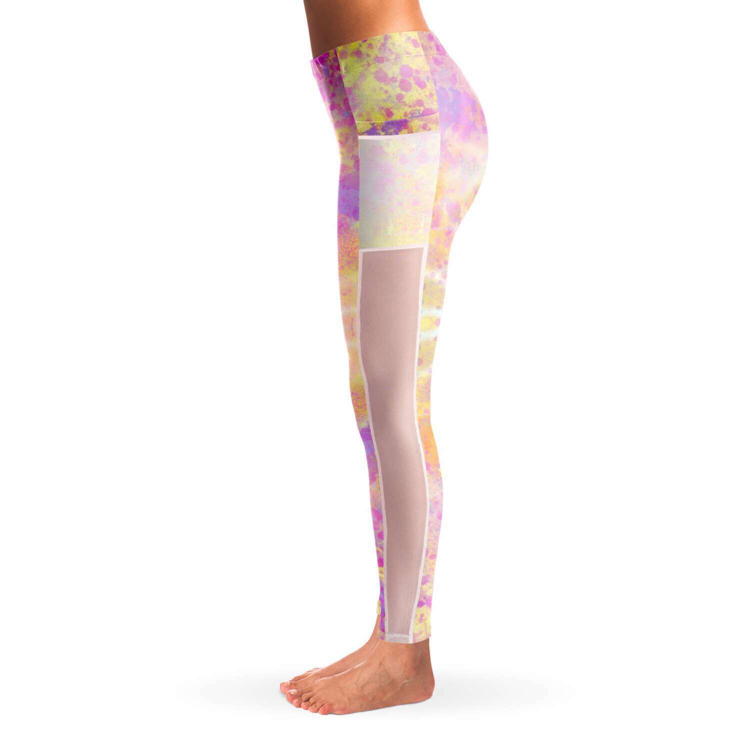 Pretty Pastels Mesh Panel Side Pockets Leggings (FWS)