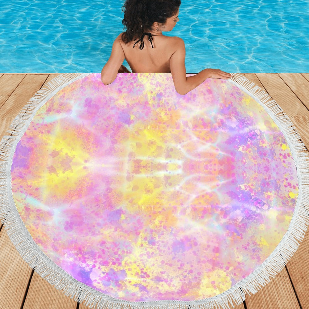 Pretty Pastels Circular Beach Shawl / Blanket (FWS)