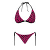 Hot Pink Leopard Halter Neck Bikini with Front Buckle up to 5 XL (FWS)