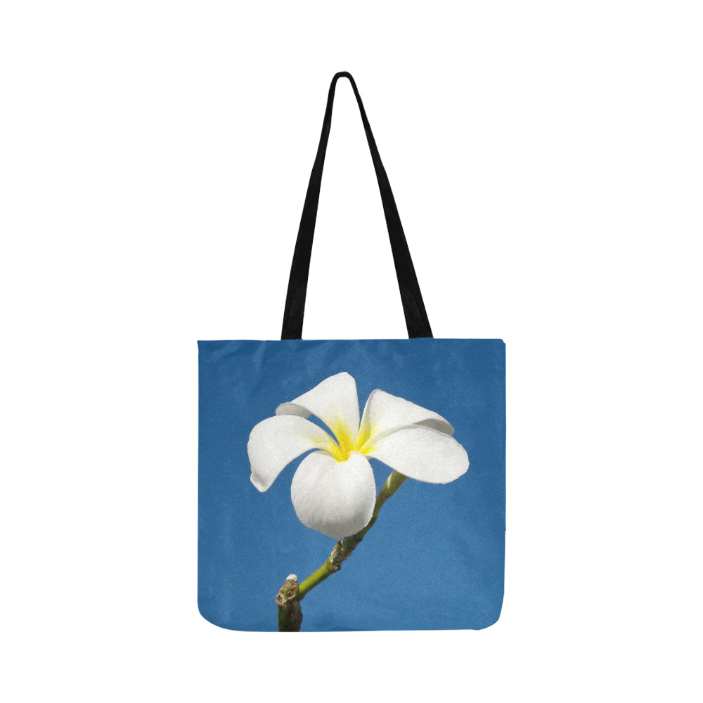 Single White Frangipani Tote Bag (Worldwide Shipping)