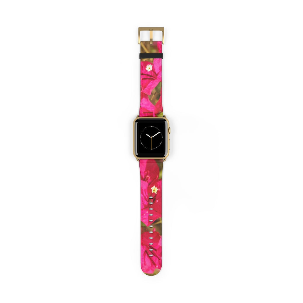 Crimson Bougainvillea Apple iWatch Replacement Strap Vegan Leather (FWS)