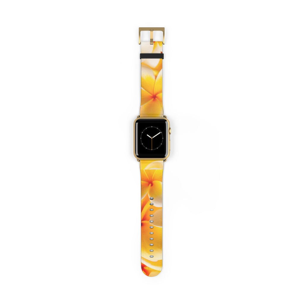 Fresh Yellow Frangipanis Apple iWatch Replacement Strap Vegan Leather (FWS)