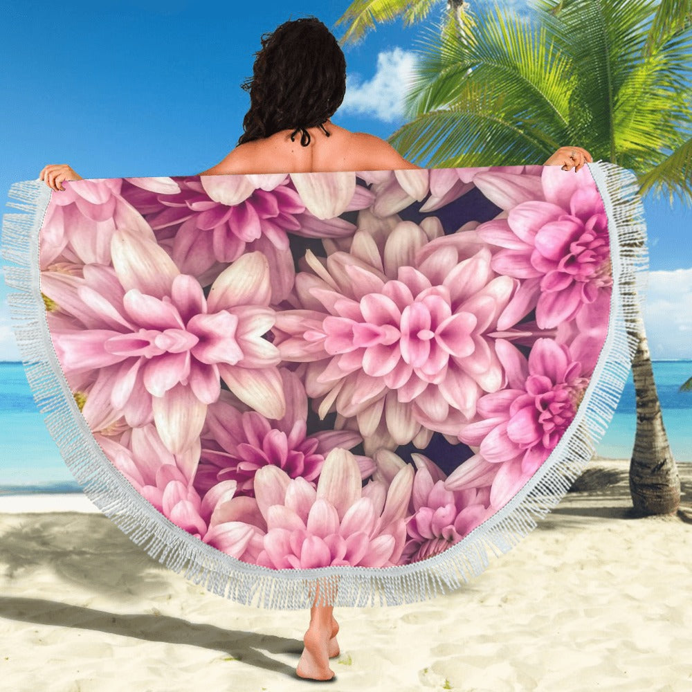 Pink Chrys Circular Beach Shawl / Blanket (FWS)