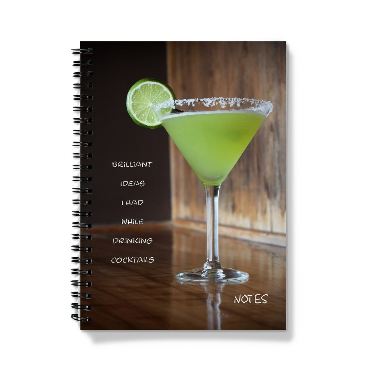 Cocktails A5 Lined Spiral Bound Notebook