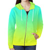 Ombre Aqua Yellow Full Zip Hoodie up to 2 XL