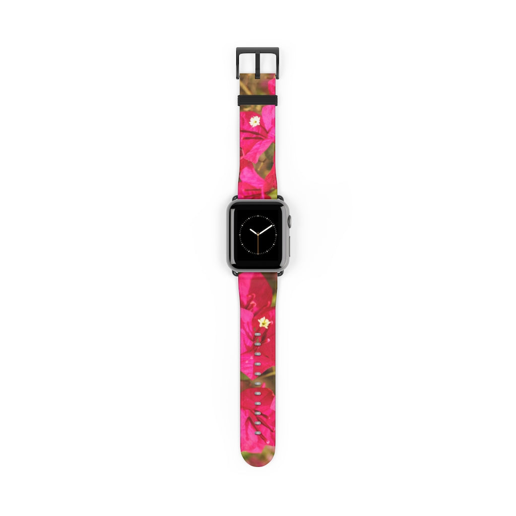 Crimson Bougainvillea Apple iWatch Replacement Strap Vegan Leather (FWS)