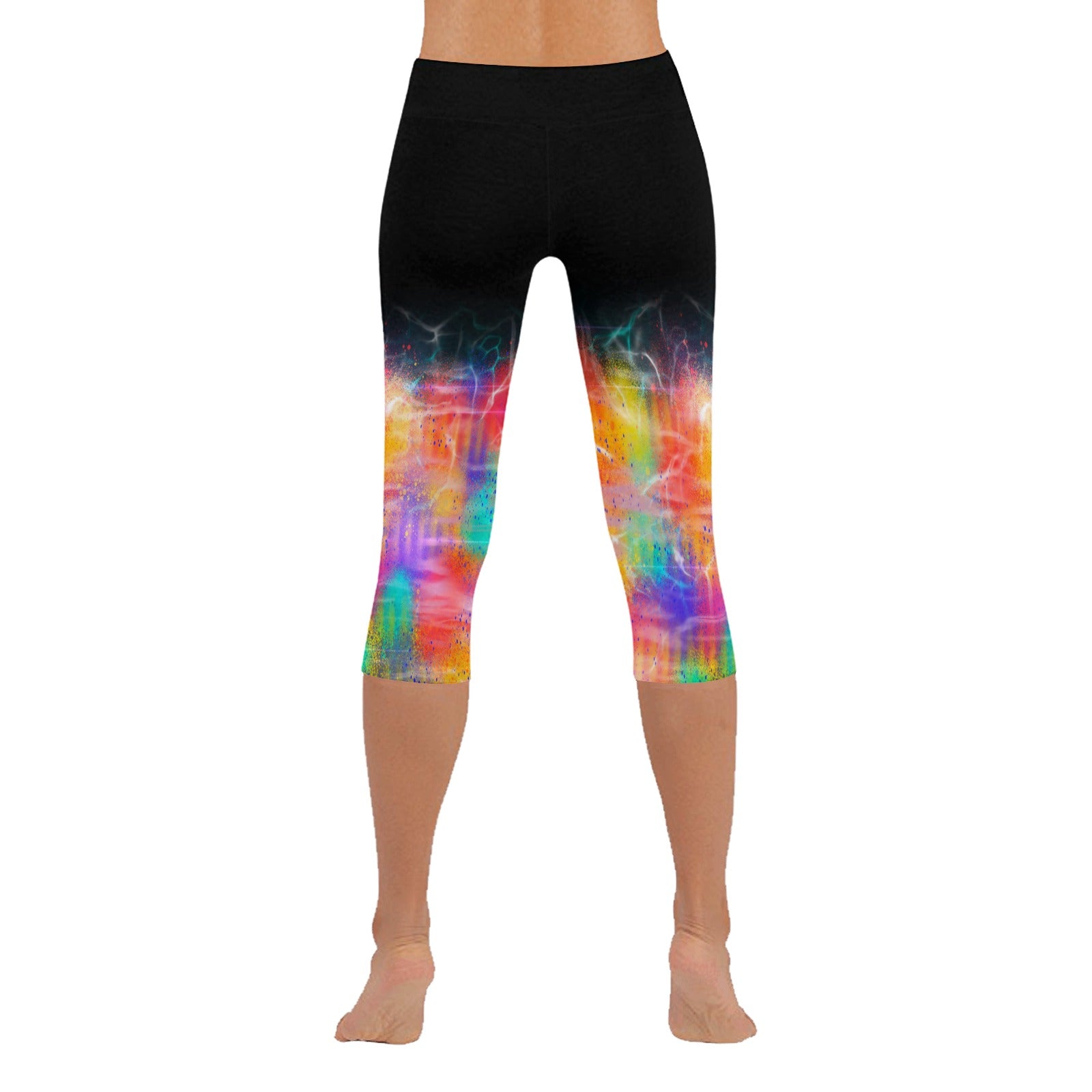 Multi With Black Capri Leggings up to 5 XL