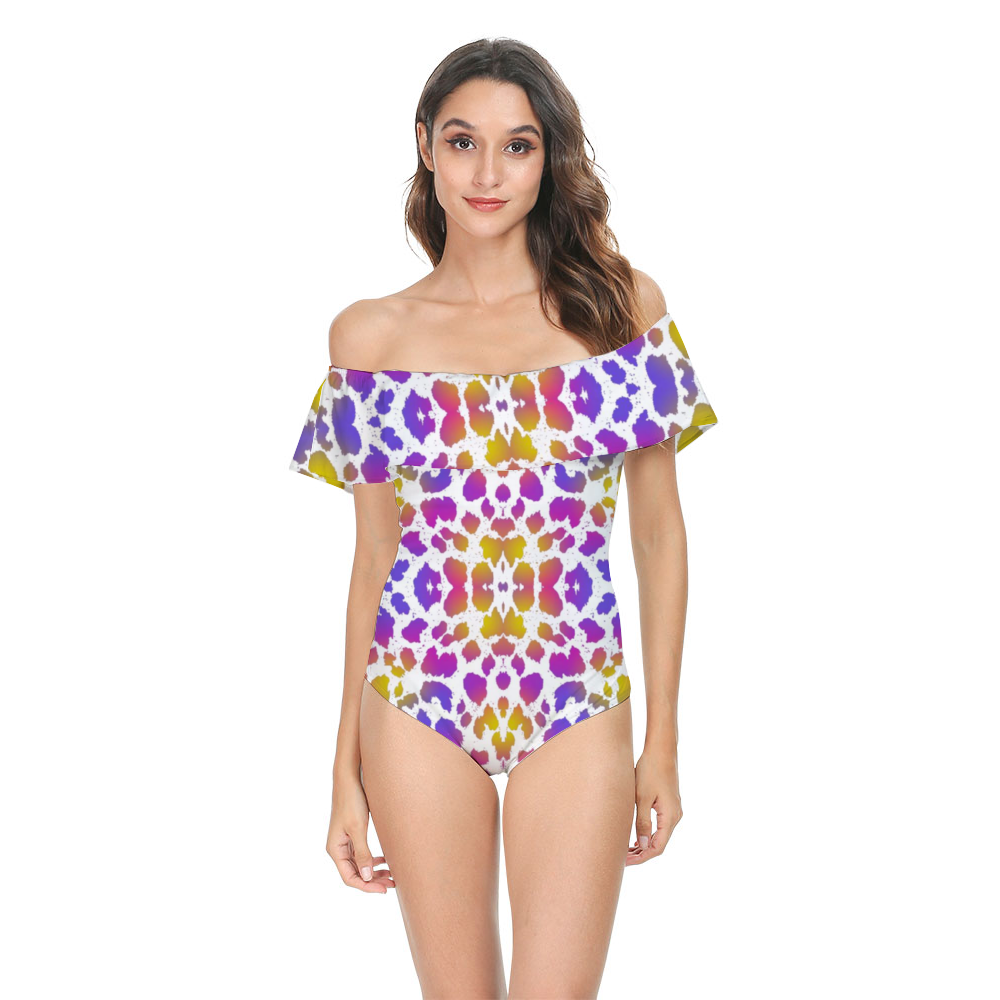 Pretty Leopard Flounce Top Swimsuit up to 6 XL (FWS)