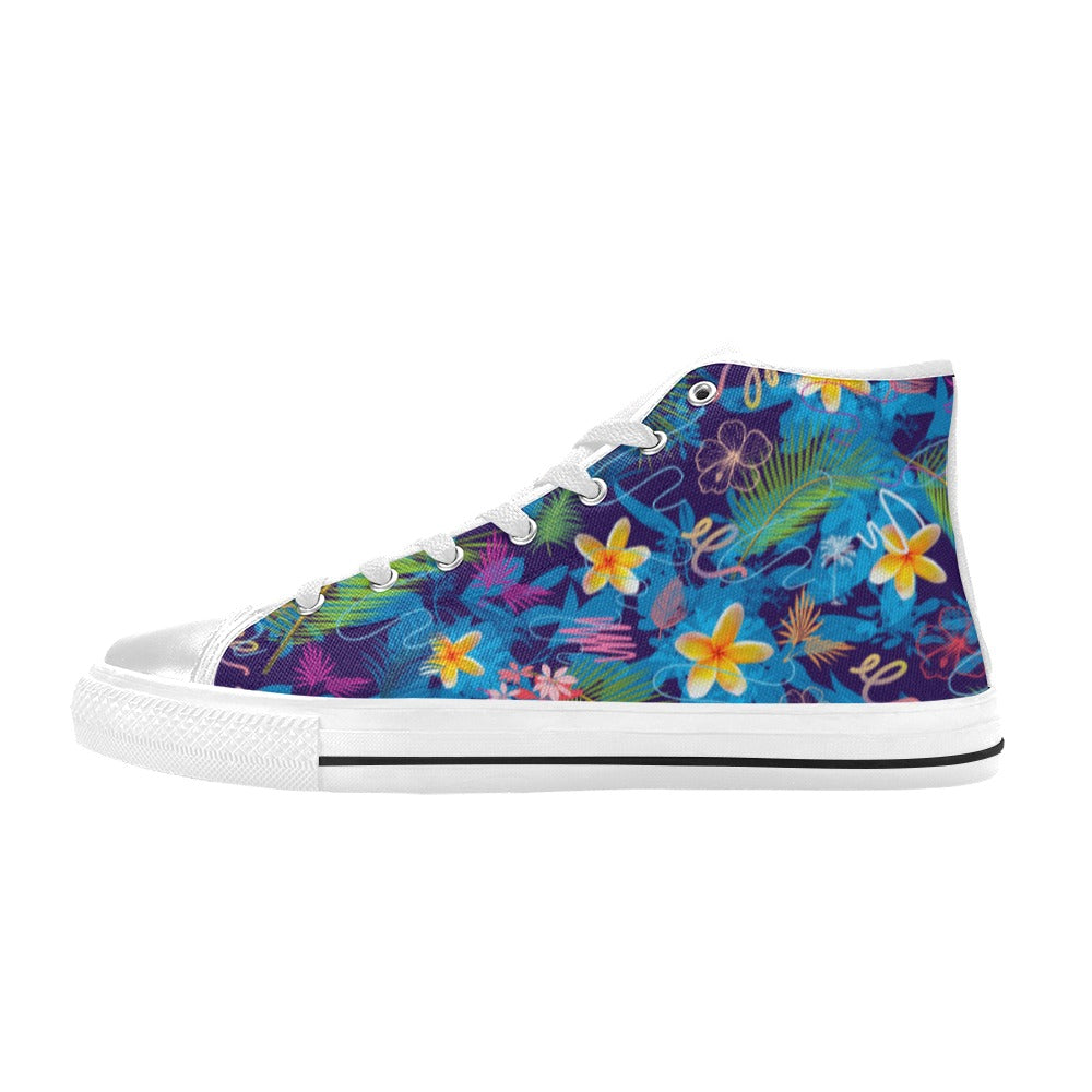 Hawaiian Blue High Top Canvas Women's Shoes