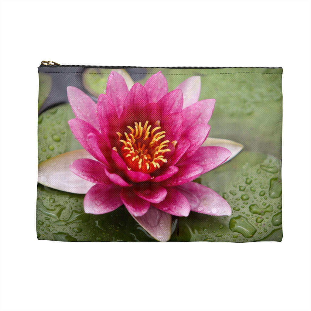 Pink Waterlily Zippered Accessory Pouch (FWS)