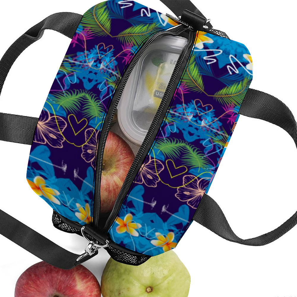 Hawaiian Blue Insulated Lunch Bag with Handles & Shoulder Strap