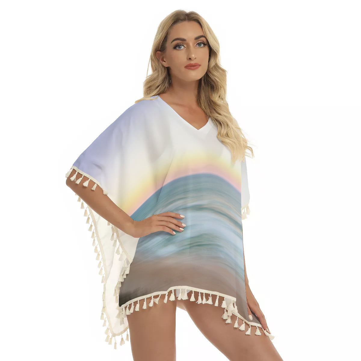 Beach Paradise Square Fringed Shawl (FWS)