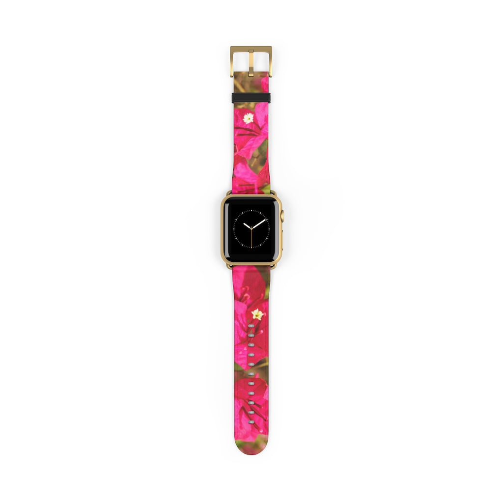 Crimson Bougainvillea Apple iWatch Strap Vegan Leather