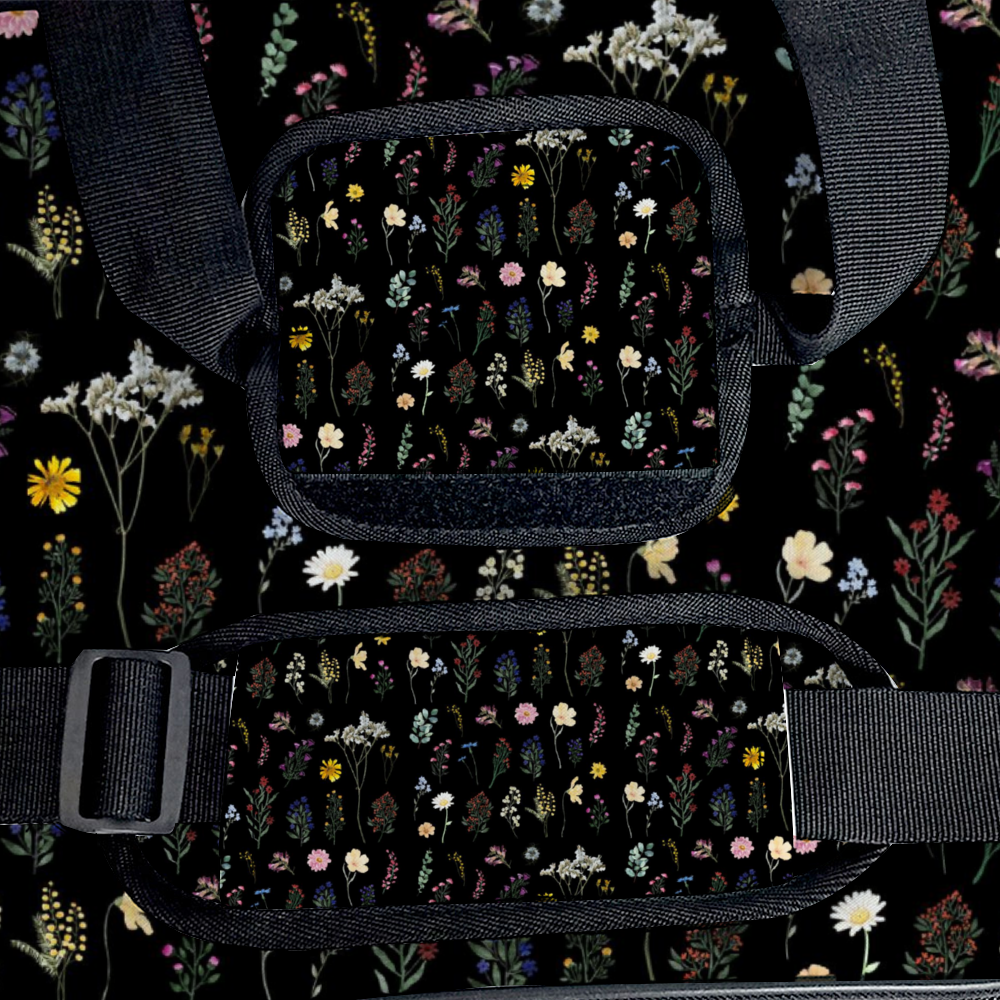 Wildflowers Black Multi Function Large Waterproof Bag