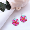 Pink Frangipani Round Wooden Earrings (FWS)