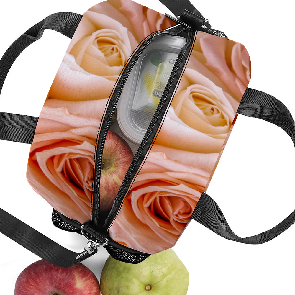 Pinky Roses Insulated Lunch Bag with Handles & Shoulder Strap