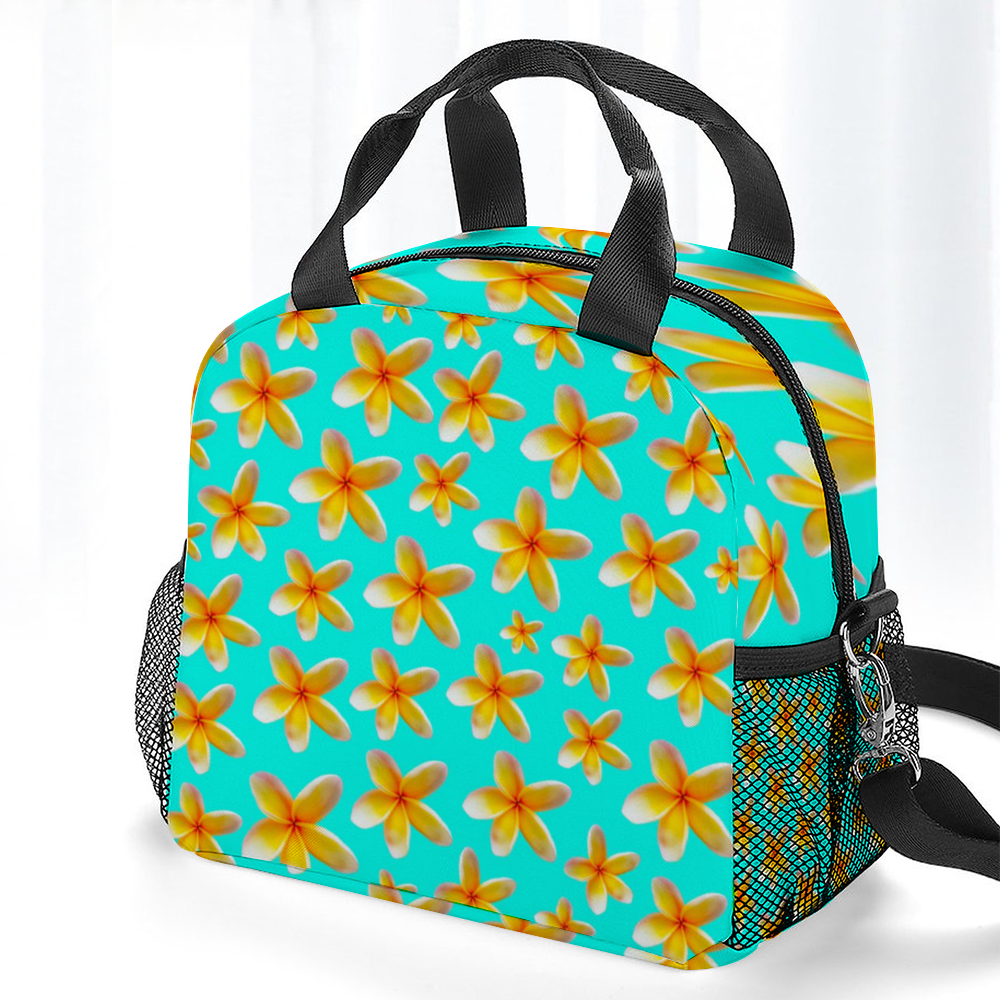 Yellow Frangipanis Aqua Insulated Lunch Bag with Handles & Top Strap