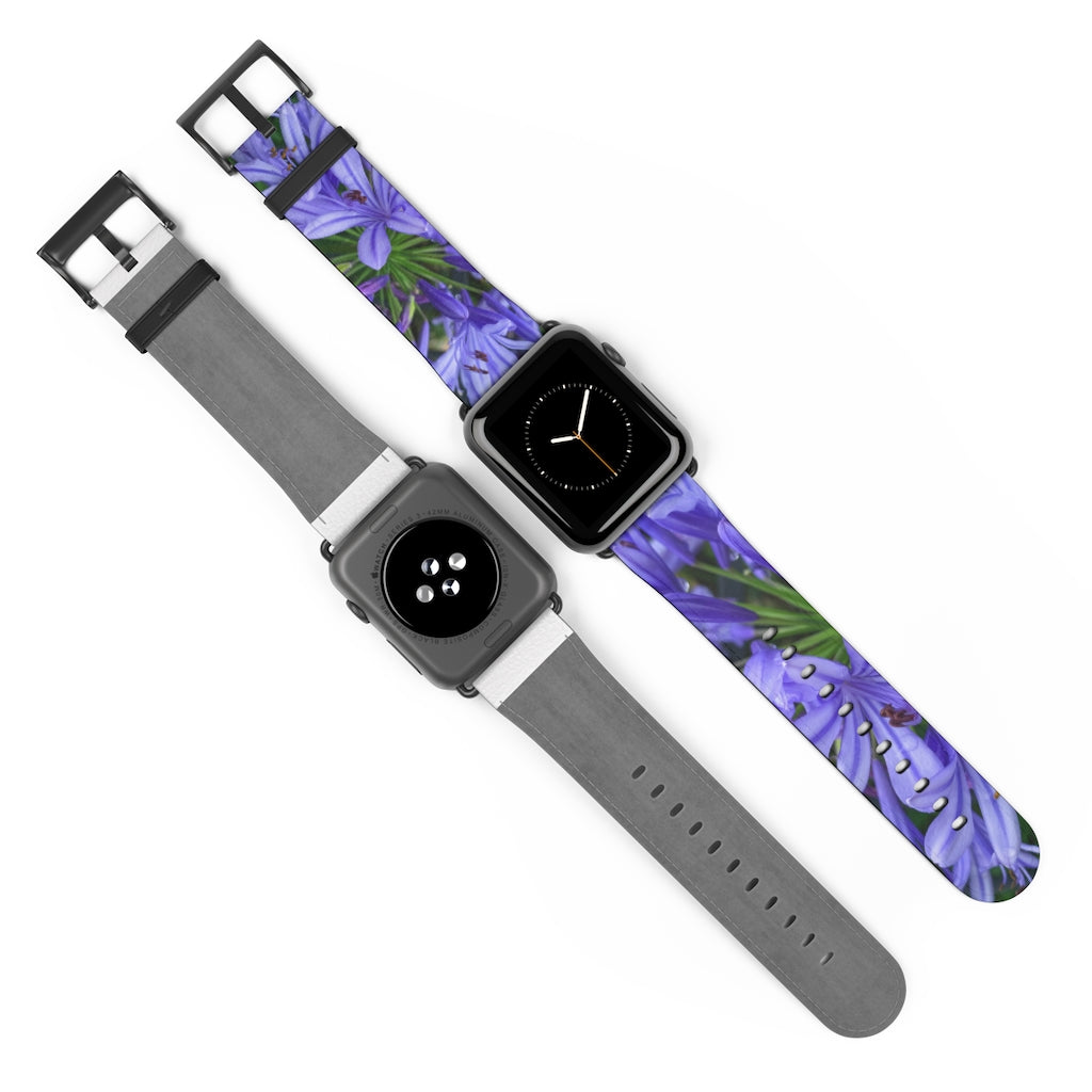 Agapanthus Apple iWatch Strap Vegan Leather black buckle 