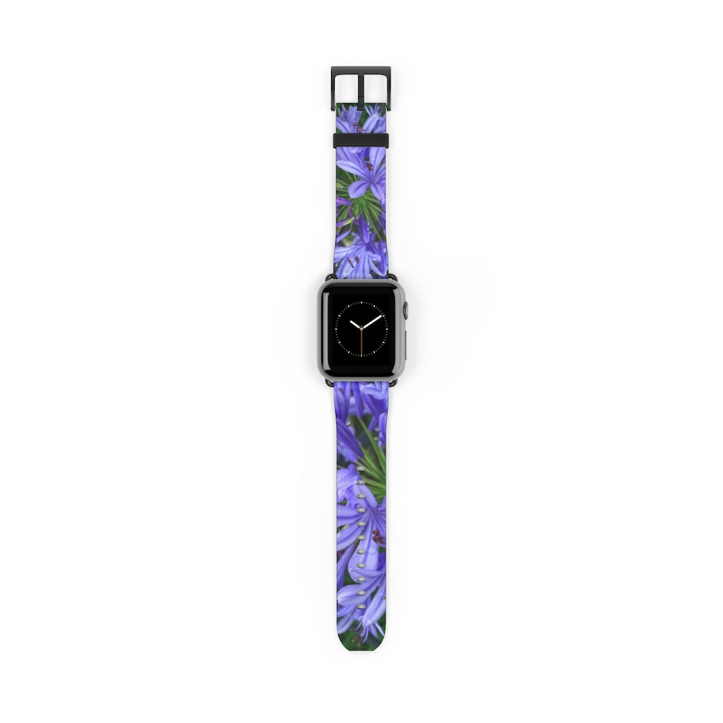 Agapanthus Apple iWatch Strap Vegan Leather black buckle 5