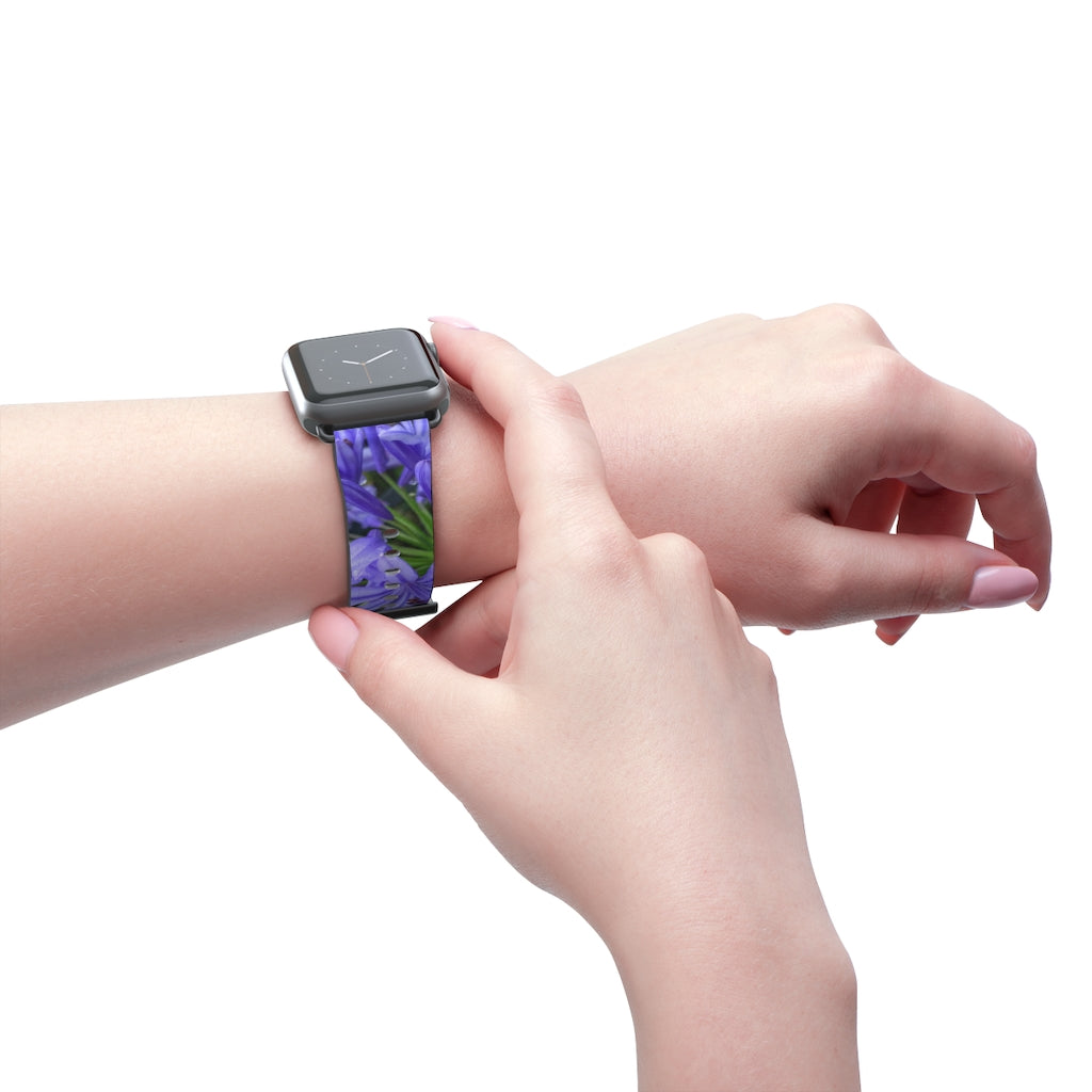 Agapanthus Apple iWatch Strap Vegan Leather black buckle hands 2