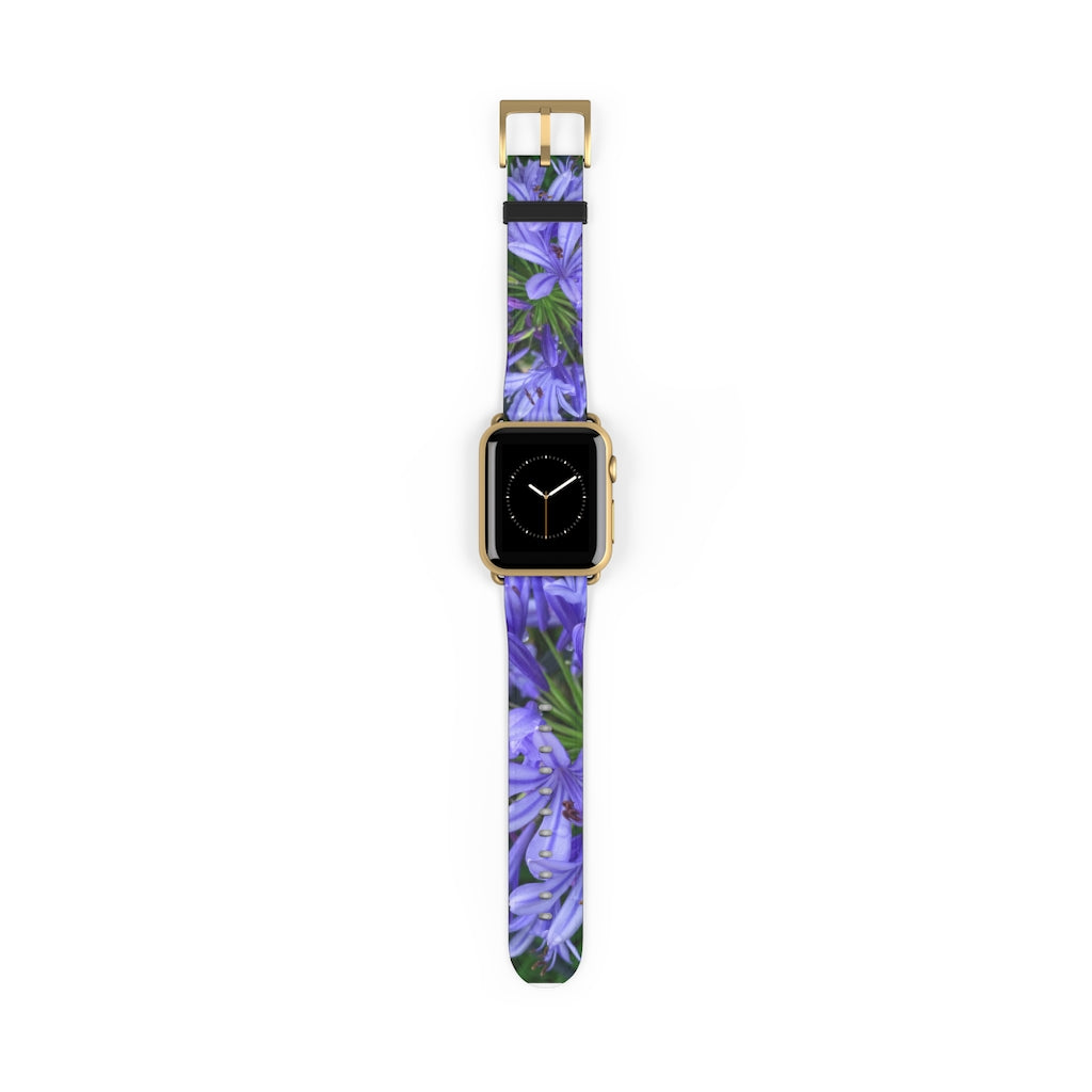 Agapanthus Apple iWatch Strap Vegan Leather gold buckle 