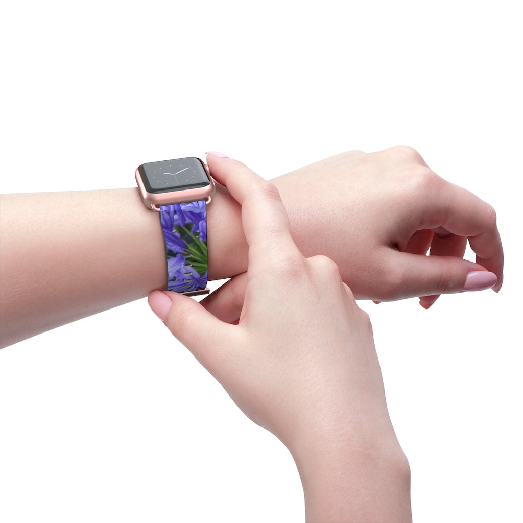 Agapanthus Apple iWatch Strap Vegan Leather rose gold hands