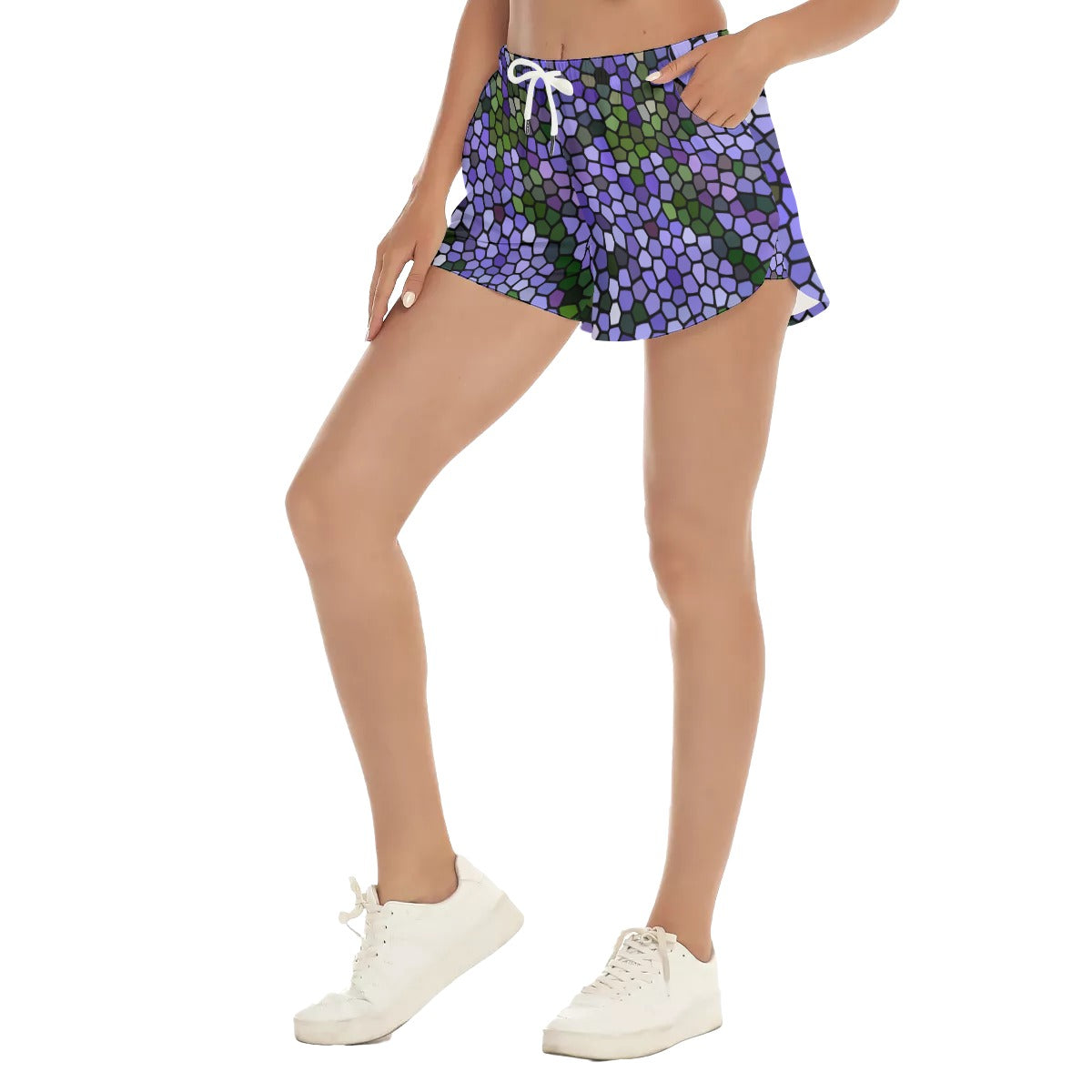 Agapanthus Stained Glass Beach Shorts with Pockets up to 5 XL side