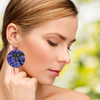Agapanthus Stained Glass Round Wooden Dangle Earrings 1