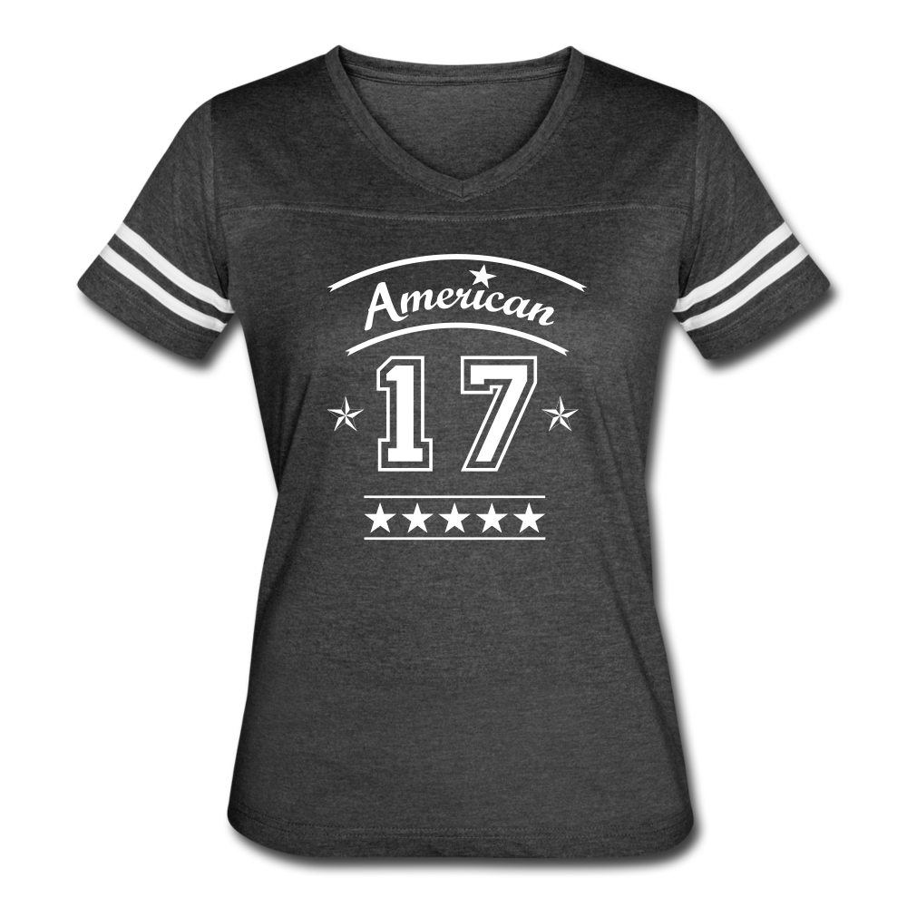 American 17 Women’s Stripe Sleeve T-Shirt up to 2 XL black grey