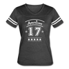American 17 Women’s Stripe Sleeve T-Shirt up to 2 XL black grey