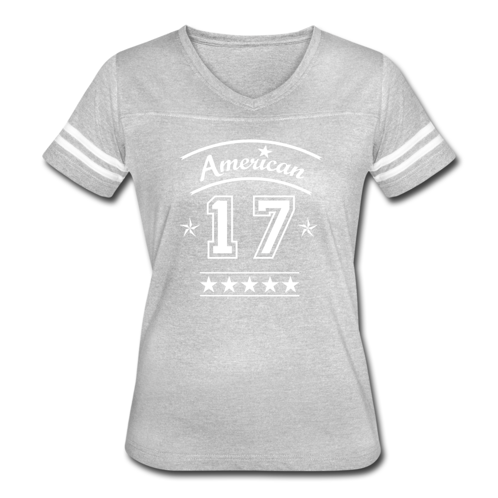 American 17 Women’s Stripe Sleeve T-Shirt up to 2 XL grey