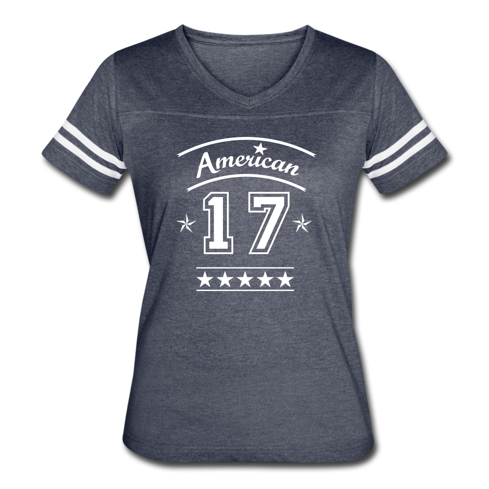 American 17 Women’s Stripe Sleeve T-Shirt up to 2 XL navy