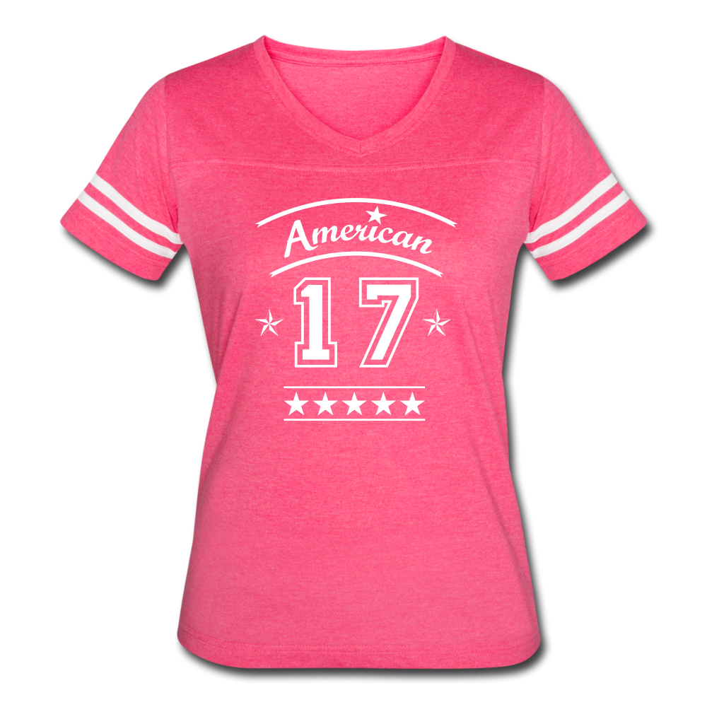 American 17 Women’s Stripe Sleeve T-Shirt up to 2 XL pink
