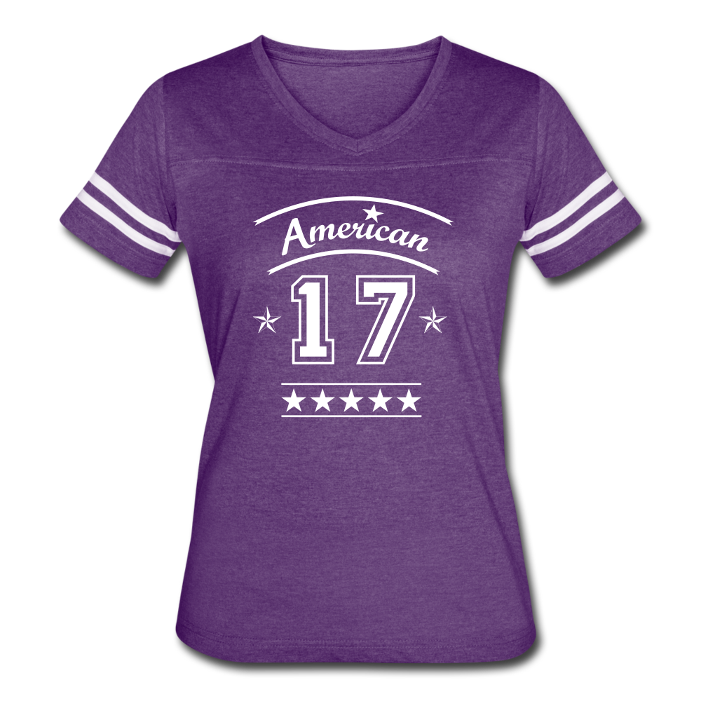 American 17 Women’s Stripe Sleeve T-Shirt up to 2 XL purple