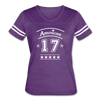 American 17 Women’s Stripe Sleeve T-Shirt up to 2 XL purple